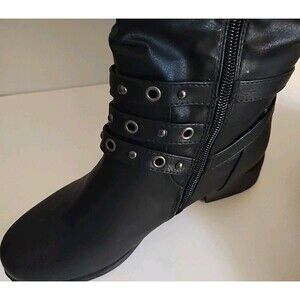 Woman's  XOXO Black W/Belted Riding Or Casual Boots